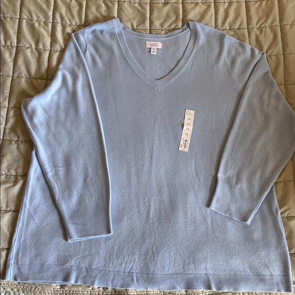 Soft Light Blue V-Neck Sweater